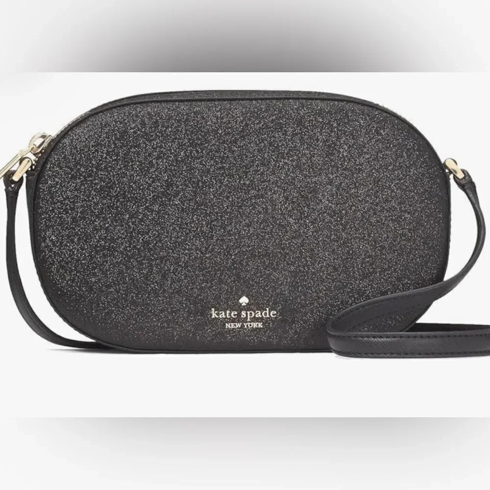 Kate Spade New York Black Glimmer Glitter Crossbosy NWT